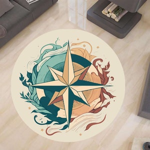 Compass Rug,Pirate Rug,Sailor Rug,Round Rug,Vintage Rug,Medallion Rug,Yacht Carpet,Popular Rug,Compass Home Decor,Shaped Rug,Office Rug