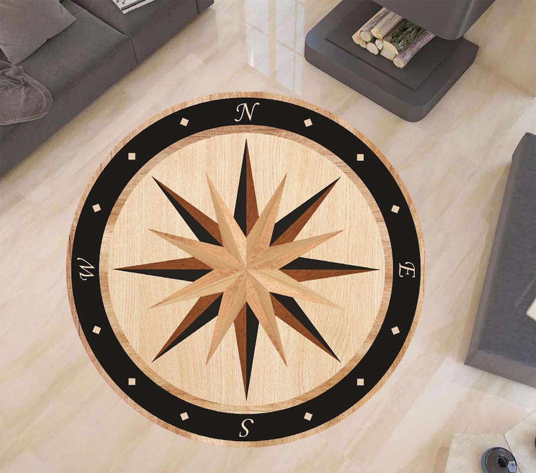 Compass Rose Round Rug: Nautical Medallion Yacht Decor - Etsy