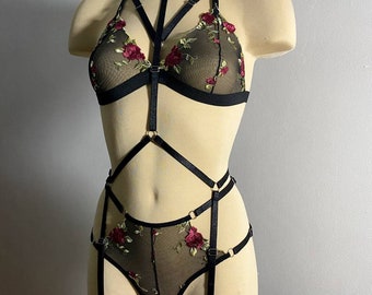 Flower lingerie, Handmade lingerie, Sexy lingerie harness