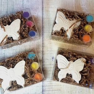 Schmetterling Keramik und Dankeschön-Etikett - Malen Sie Ihre eigenen Aktivitätskits, kleine Kunsthandwerks-Gastgeschenke für Kindergeburtstag-Taschenfüller, DIY