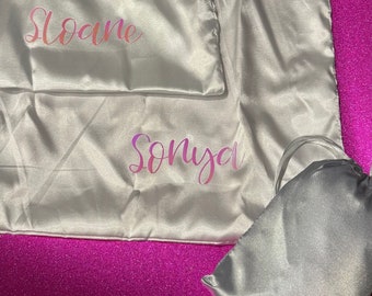 Funda de almohada de satén estándar personalizada, funda de almohada con nombre, sábanas de satén personalizadas, regalo de dama de honor, regalo de boda, regalo de despedida de soltera personalizado
