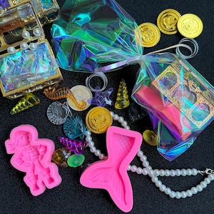 Mermaid Themed Sensory Kit Party Favor, Hand made glitter Sensory Play Dough, Mermaid Party Favor, Mini Play Dough, Girl Gift, Under the Sea