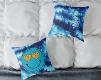 Passover Retro Smiley Tie Dye Square Poly Canvas Pillow