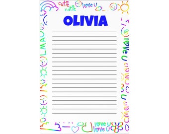 Personalized Stationery - Girls Personalized Postcards with Envelopes for Summer Camp, Stationery and Envelopes For Kids Camp, Stationery Se