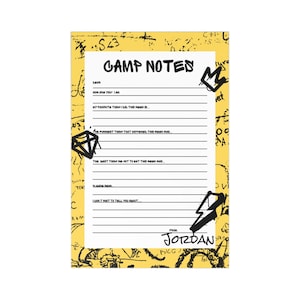 Personalisierte Fill-In Camp Notes Briefpapier - Jungen personalisierte Postkarten mit Umschlägen für Sommercamp, Briefpapier und Umschläge für Kinder C
