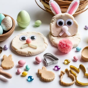Easter Play Dough Sensory Kit, Make an Easter Bunny Kit, Easter Basket Gift Favor, Bunny Party, Play Doh Favor for Boy or Girl, Bunny