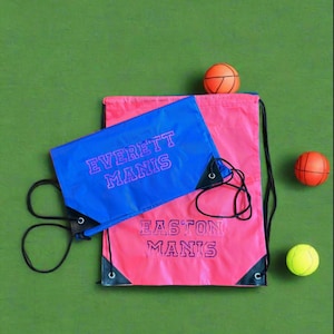 Personalized Drawstring Bag, Custom Sport Bag, bulk drawstring bag with names, promotional sport bags, sports team bag with names or logo