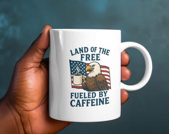 Land des freien Adlers Tasse | Weißkopfseeadler-Kaffeetasse mit Weißkopfseeadler-Kunst Freiheit Amerika Tasse Geschenk | Hochwertige Tasse als Geschenk für Kaffeeliebhaber