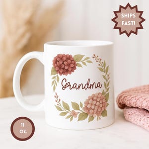 Beautiful Floral Grandma Mug Vintage Gift | Custom Grandma Coffee Cup for Mother&#39;s Day | Grandma Mug Gift | Unique Birthday Gift for Grandma
