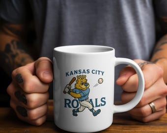 Kansas City Royals Trendy Mug | Fan Favorite Kansas City Royals Mug | Game Day Drinkware | Sluggerrr Playing Baseball Mug for Coffee Lover