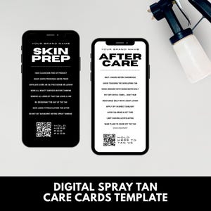 Cyfrowy szablon karty do pielęgnacji opalania natryskowego | Przygotowanie i pielęgnacja po opalaniu natryskowym | Firma oferująca opalanie natryskowe | Szablony do edycji