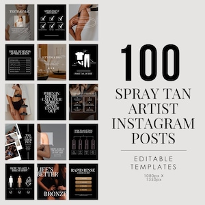 スプレータンニングビジネス向けInstagramテンプレート100選｜スプレータンニングアーティスト向け編集可能なソーシャルメディア投稿｜美容ビジネスマーケティング