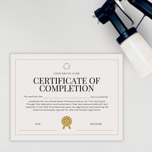Spray Tan Training Certificate | Course Certificate of Completion | Beauty Course Certificate Design | Three Editable Templates | 8.5x11