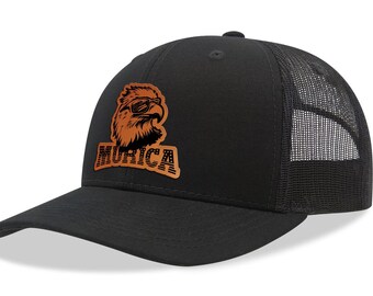 Murica Bald Eagle Leather Patch Trucker Hat | 8 Colours Available