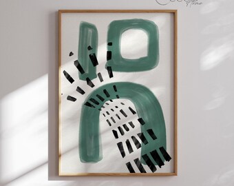 Modern Abstract Wall Art Print Green and Black Minimal Painting Textured Bold Contemporary Artwork Instant Digital Download Home Decor Print