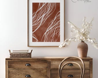 Boho Terracotta Abstract Wall Art Print – Burnt Orange Minimal Decor