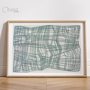 Modern teal original digital art print featuring a neutral linear design with geometric abstract elements. This minimalist wall art adds a sleek and contemporary touch to any space. High-resolution instant digital download for easy printing and framing. Perfect for modern, Scandinavian, and boho interiors. Ideal for living rooms, bedrooms, offices, or gallery walls. Stylish and versatile abstract artwork to enhance any home with a calming and artistic aesthetic.