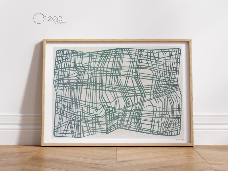 Modern teal original digital art print featuring a neutral linear design with geometric abstract elements. This minimalist wall art adds a sleek and contemporary touch to any space. High-resolution instant digital download for easy printing and framing. Perfect for modern, Scandinavian, and boho interiors. Ideal for living rooms, bedrooms, offices, or gallery walls. Stylish and versatile abstract artwork to enhance any home with a calming and artistic aesthetic.