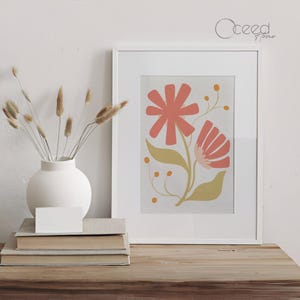Pastel Floral Illustration Printable Wall Art Boho Flower Poster Soft Color Botanical Wall Art Pastel Room Decor Wall Art Digital Download
