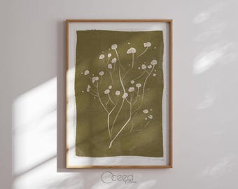Oliwkowozielony kwiatowy boho wydruk artystyczny dziki kwiat wydruk ścienny odcienie ziemi do wydrukowania dekoracja ścienna jesienny kolorowy wydruk artystyczny styl farmy natychmiastowa praca artystyczna