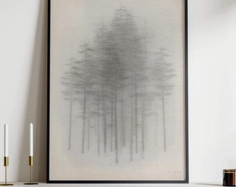Minimalist Tree Wall Art Print Neutral Abstract Vertical Poster Modern Moody Matte Home Decor