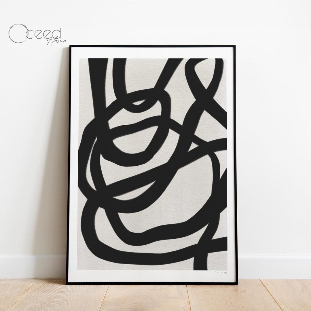 Minimalist Black and White Abstract Art Print Modern Matte Vertical ...