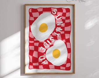Kitchen Wall Art, Sunny Side Up Egg Print, Modern Colorful Poster, Matte Vertical Poster, Trendy Kitchen Decor, Contemporary Wall Print,