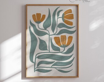 Boho Flower Art Print Botanical Wall Print Abstract Floral Art Print Textured Wail Flower Poster Flower Market Art Instant Digital Download