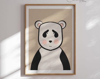 Cute Panda Illustration Art Print Nursery Wall Print Fun Playful Animal Poster Printable Kids Bedroom Wall Print Instant Digital Download