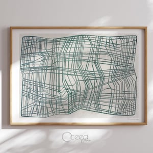Modern teal original digital art print featuring a neutral linear design with geometric abstract elements. This minimalist wall art adds a sleek and contemporary touch to any space. High-resolution instant digital download for easy printing and framing. Perfect for modern, Scandinavian, and boho interiors. Ideal for living rooms, bedrooms, offices, or gallery walls. Stylish and versatile abstract artwork to enhance any home with a calming and artistic aesthetic.