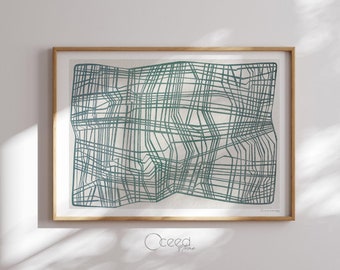 Modern Teal Original Digital Art Print Neutral Linear Minimal Prints Geometric Abstract Wall Art Prints Instant Digital Download Gallery Art