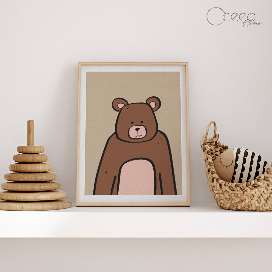 Cute Bear Kids Bedroom Art Print Printable Nursery Animal Wall Poster ...