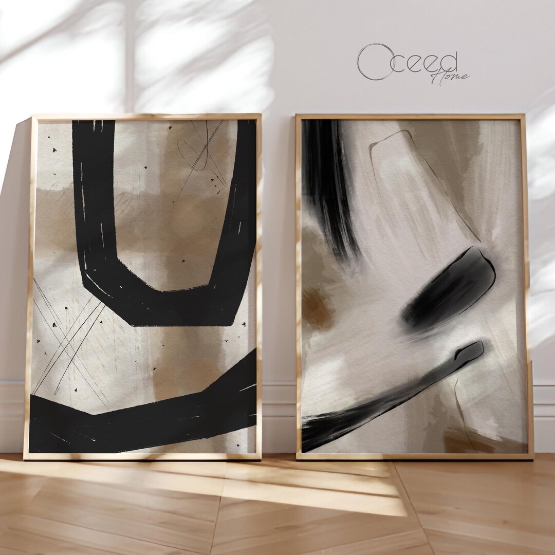 Modern Minimalist Wall Art Set of 2 Abstract Neutral Earth Tone Art ...