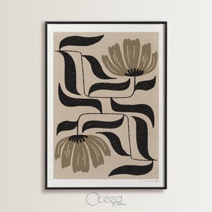Modern Botanical Art Print Neutral Floral Art Print Minimal Boho Wall ...