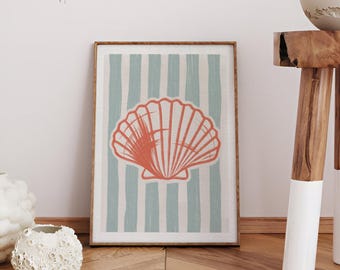 Modern Minimal Sea Shell Wall Print Summer Coastal Tropical Art Print Poster Printable Living Room Home Decor Instant Digital Download Print