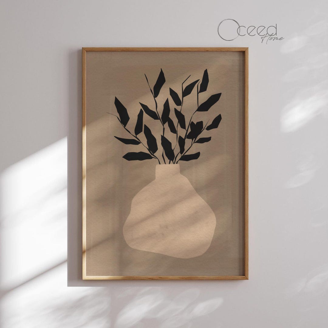 Neutral Earth Tone Flower Art Print Earthy Boho Textured Floral Wall ...
