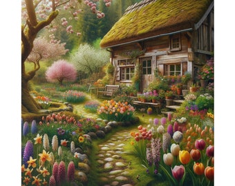 Inspirational Canvas - Spring Awakening in the Rustic Garden