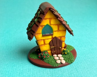 Tiny house figurine, miniature sculpture, fairy garden, birthday gifts