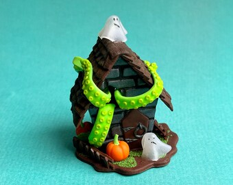 Tiny house figurine, miniature Halloween house, fairy garden, birthday gifts