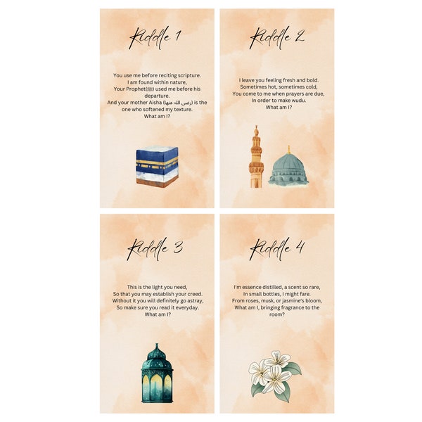 Eid Scavenger hunt clue cards / Ramadan kids treasure hunt clues / Printable Eid activities for kids / Ramadan game