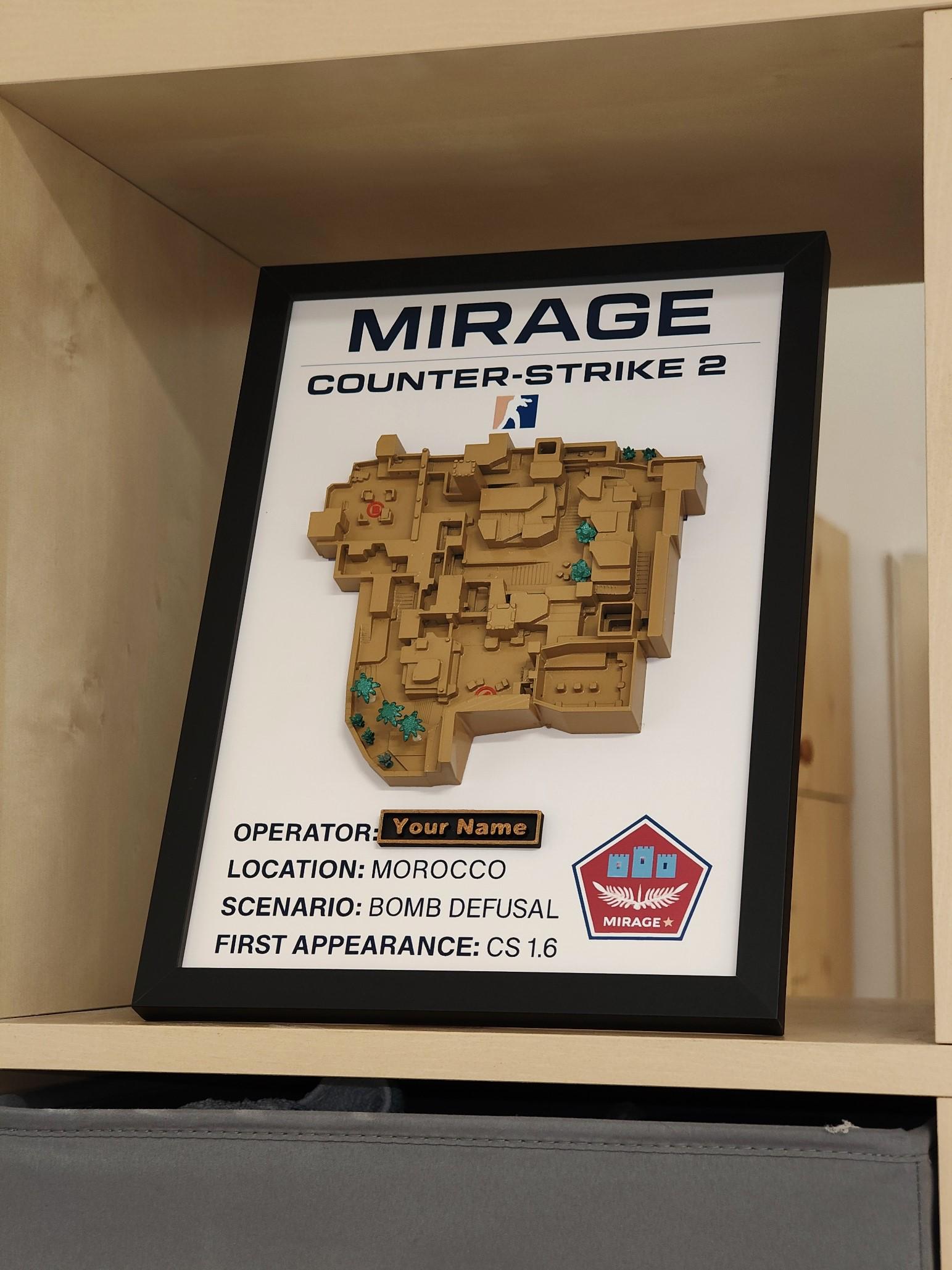 Mirage Map – Hand-painted 3D Printed CS2/CS:GO Wall Art – Gamer Room ...