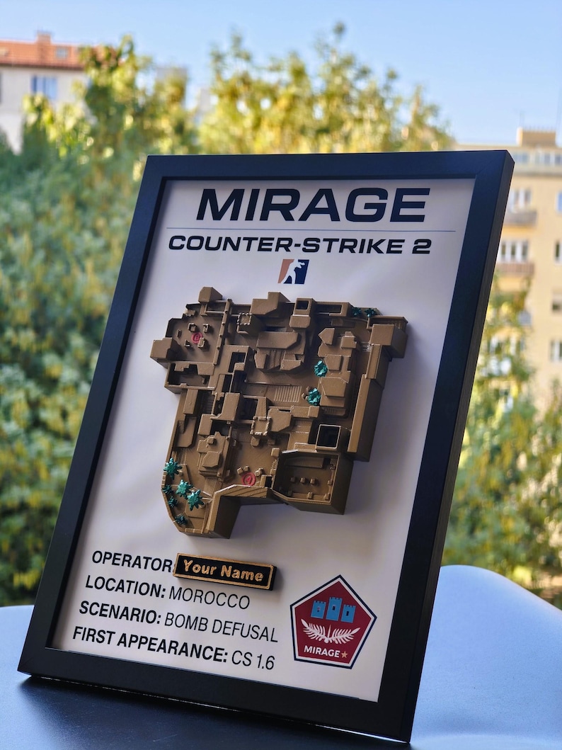 Mirage Map – Hand-painted 3D Printed CS2/CS:GO Wall Art – Gamer Room ...