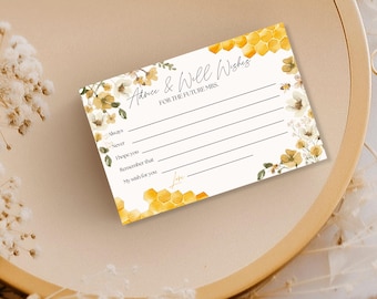 Bride to Bee Bridal Shower Advice Cards- Bridal Shower Advice- Bride to Bee Bridal Shower-Digital Download- Template