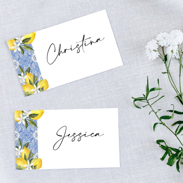 Italian Lemon Bridal Shower Name Place Cards- Bridal Shower Place Cards- Italian Lemon Theme