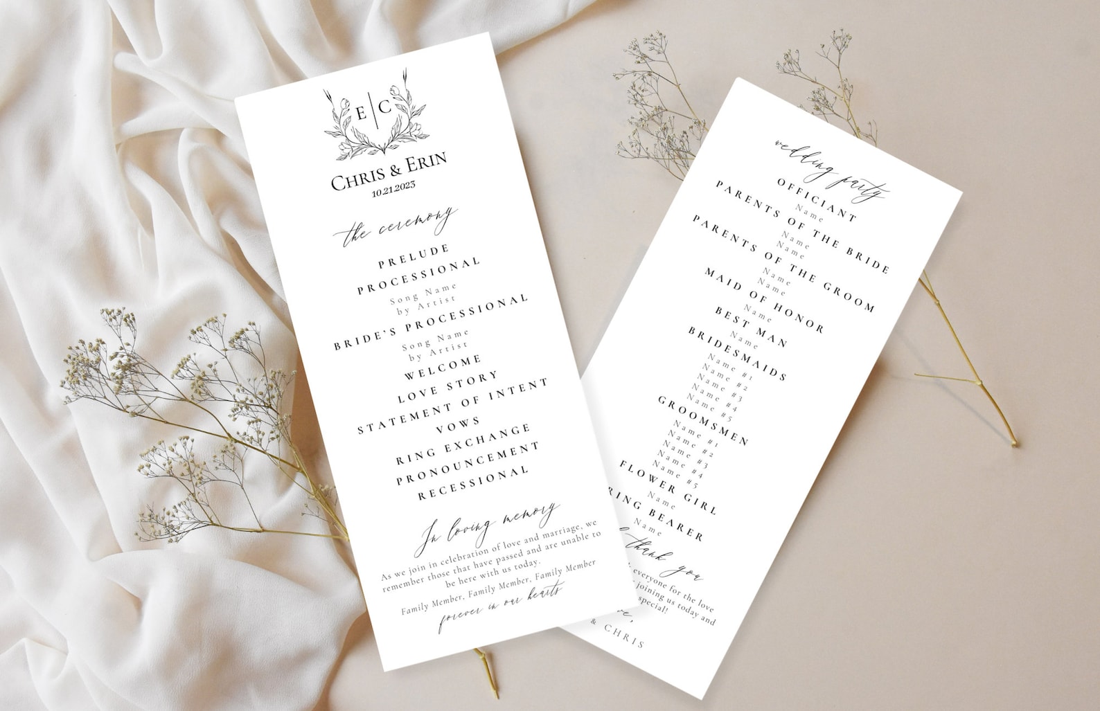Wedding Ceremony Program- Ceremony Program- Wedding Program- Program ...