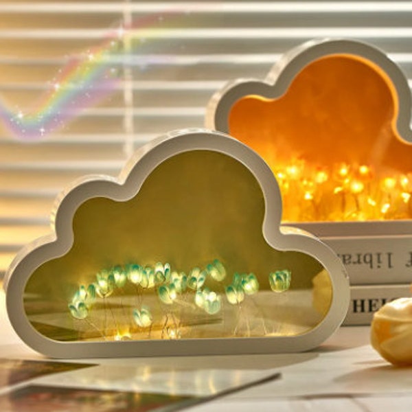 Enchanted Tulip Cloud Mirror DIY Kit: Illuminate Your Space with Glowing Floral Magic! - Cloud Tulip Mirror Small Night Light