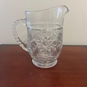 Vintage Anchor Hocking Star of David Clear Glass Pitcher