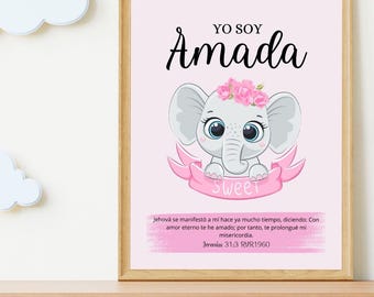 Juego de 4 impresiones,Cuadros Cristianos,Cuadros con versículos Bíblicos,Cuadros Religiosos,Cuadros Bíblicos para bebés,Habitación de ninas