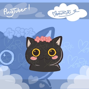 DIGITAL DOWNLOAD - Pepito Noir PNGTubers | Wearing Pink Flower Crown | Art By Memoruri