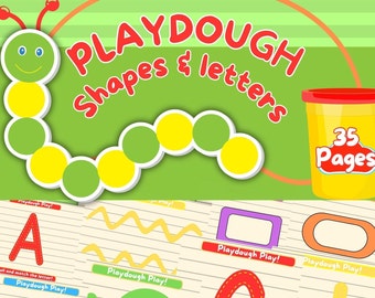 PLAYDOUGH MATS Shapes & Letters Templates Fine Motor Skills roll and match the pattern Homeschool Preschool PK Toddlers Educational Creative